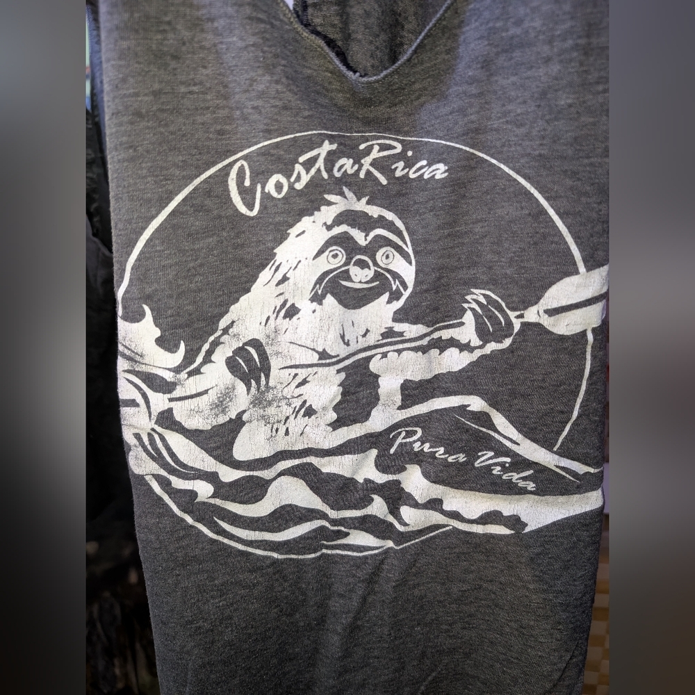 Gray Costa Rica Sloth Graphic Tee
